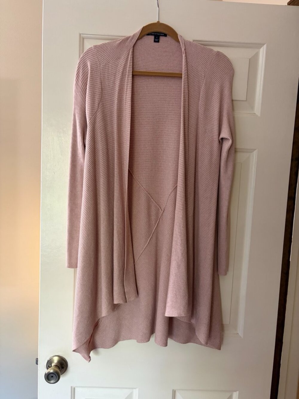 41 Hawthorn Saya Multi Ribbed Cardigan Blush Pink Small Open Front